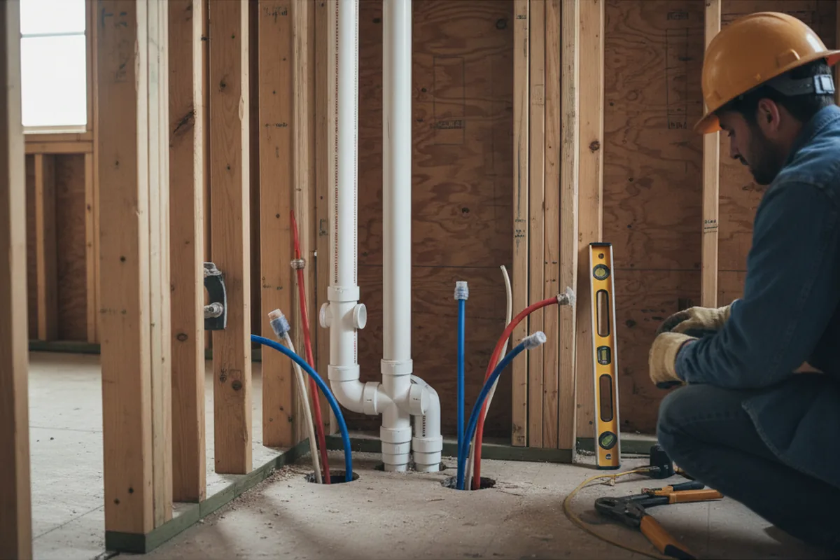 Drain and supply rough-in during Garbage Disposal Repair in New Stanton